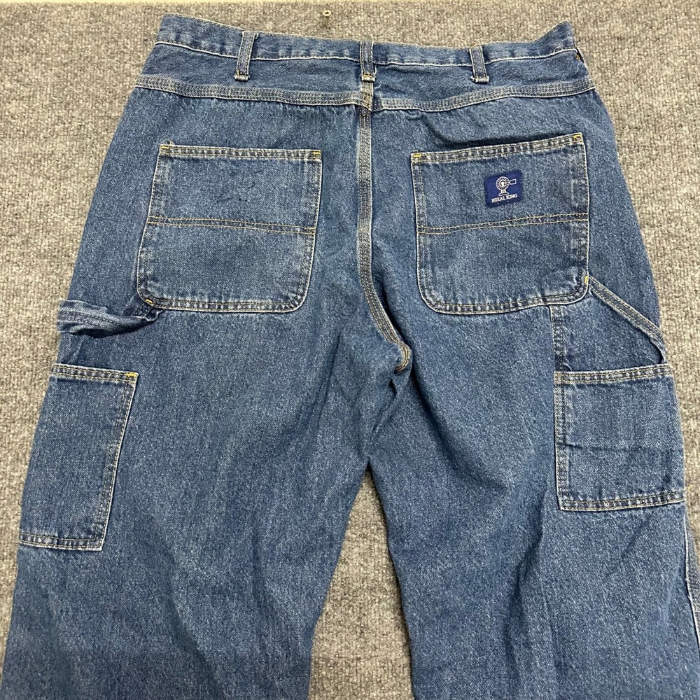 Rural King Carpenter Jeans Mens Size 36x36 Blue Denim Utility Workwear Relaxed